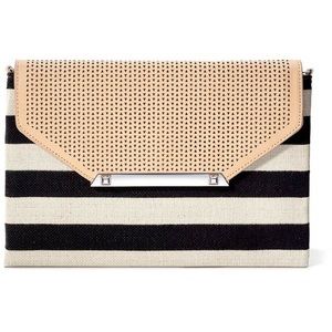 Stella & Dot City Slim Clutch in black and cream